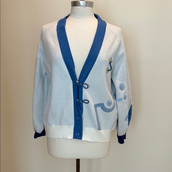 Sugar Sweaters - Vintage Blue and White Women's Cardigan